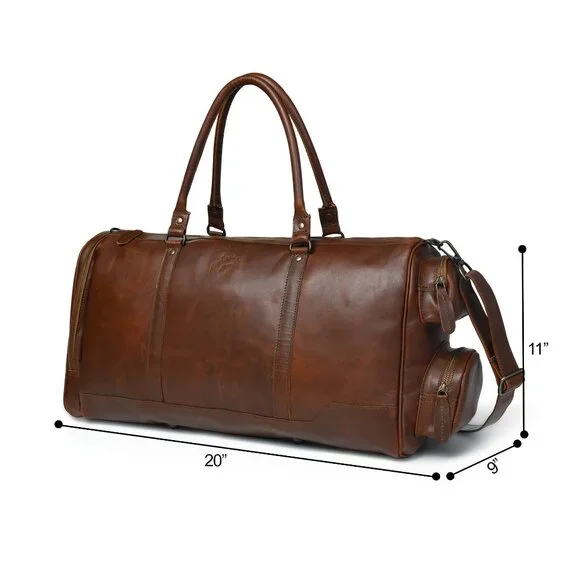 Handmade Full-Grain Cowhide Leather Duffel Travel Bag (20)